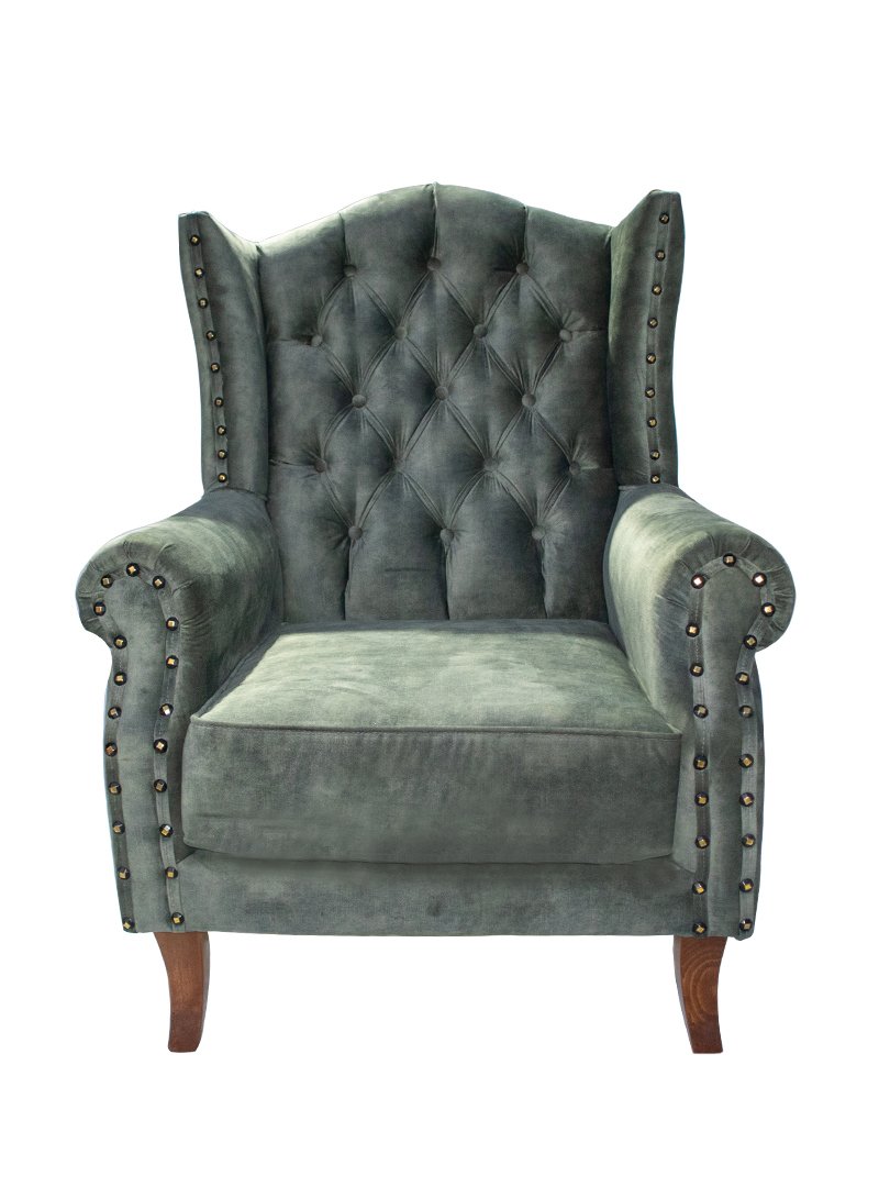 Armchair-Bergera quilted in olive color 70*66*105Η cm